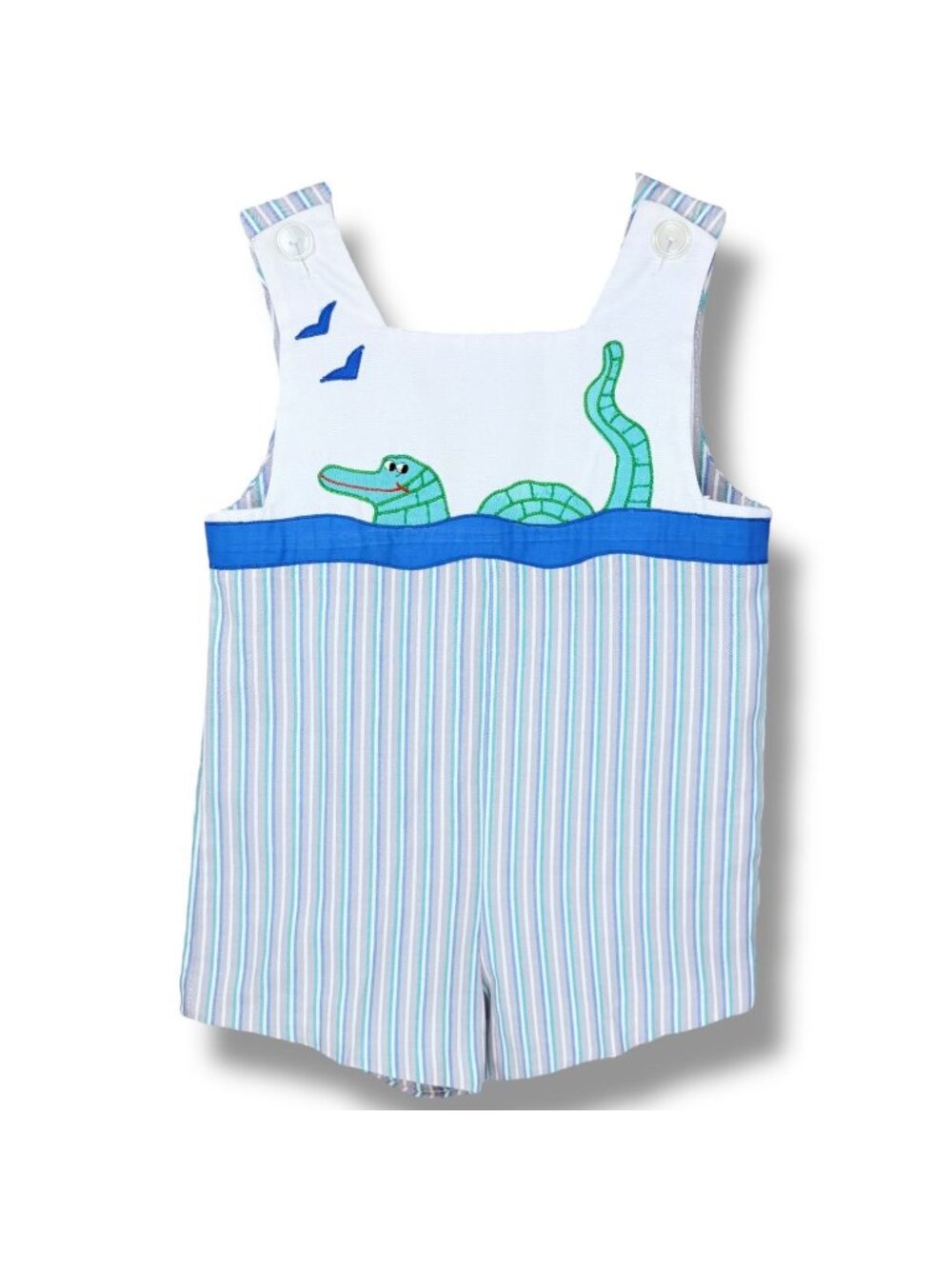 Vintage 1980s Toddler Boys Alligator Appliqué Shortalls Romper Outfit 2T / 3T